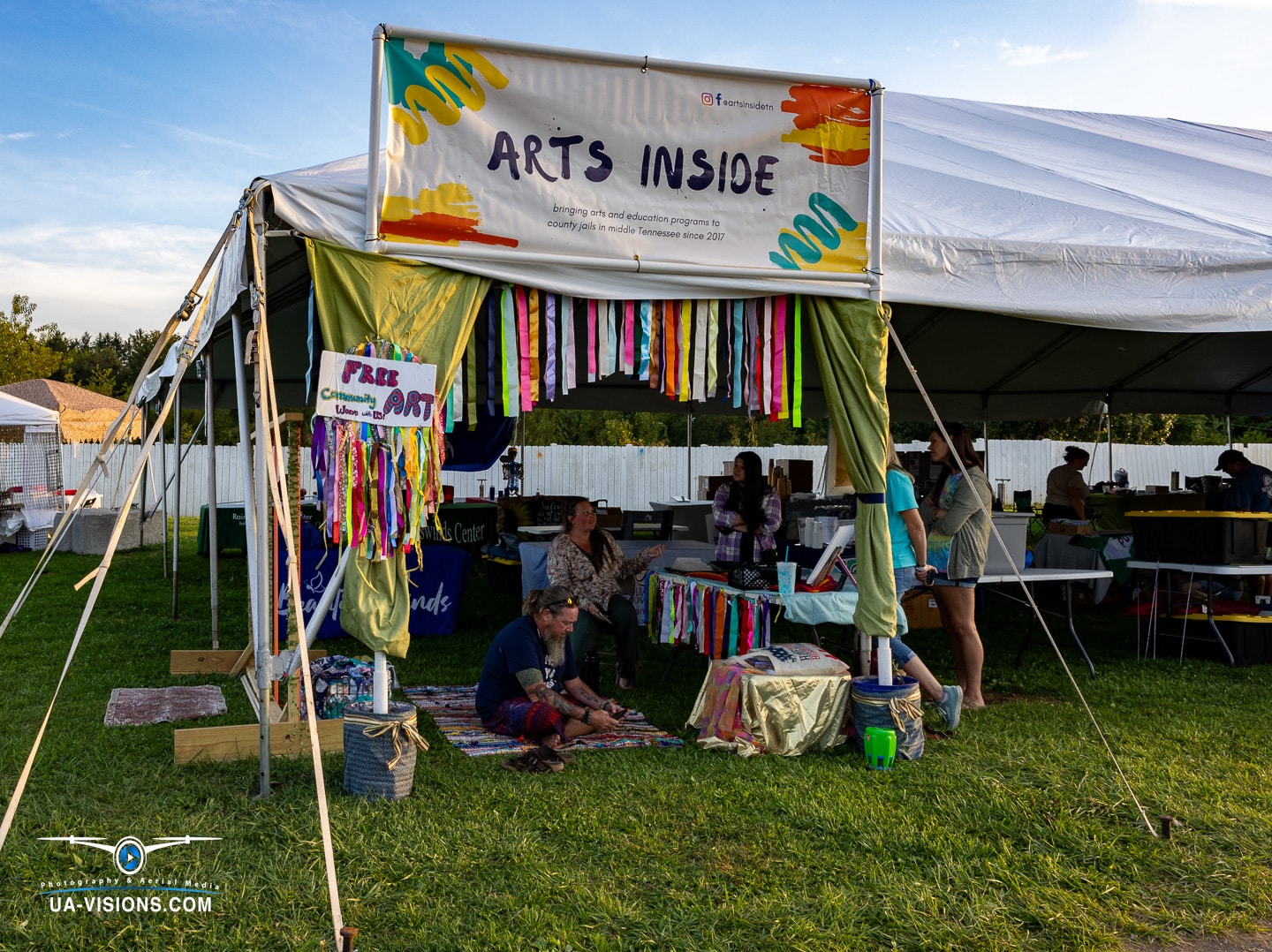Creativity flows outside the 'Arts Inside' tent at the Healing Appalachia festival.