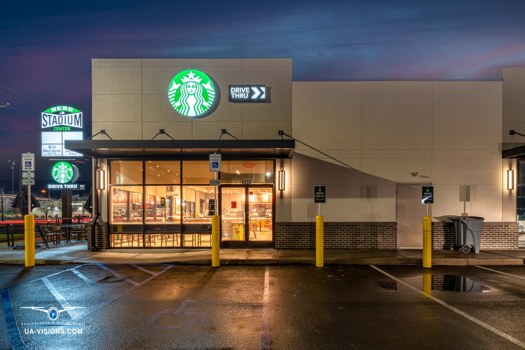 Interior and Exterior Commercial Real Estate Photography of Starbucks Coffee taken by UA-Visions