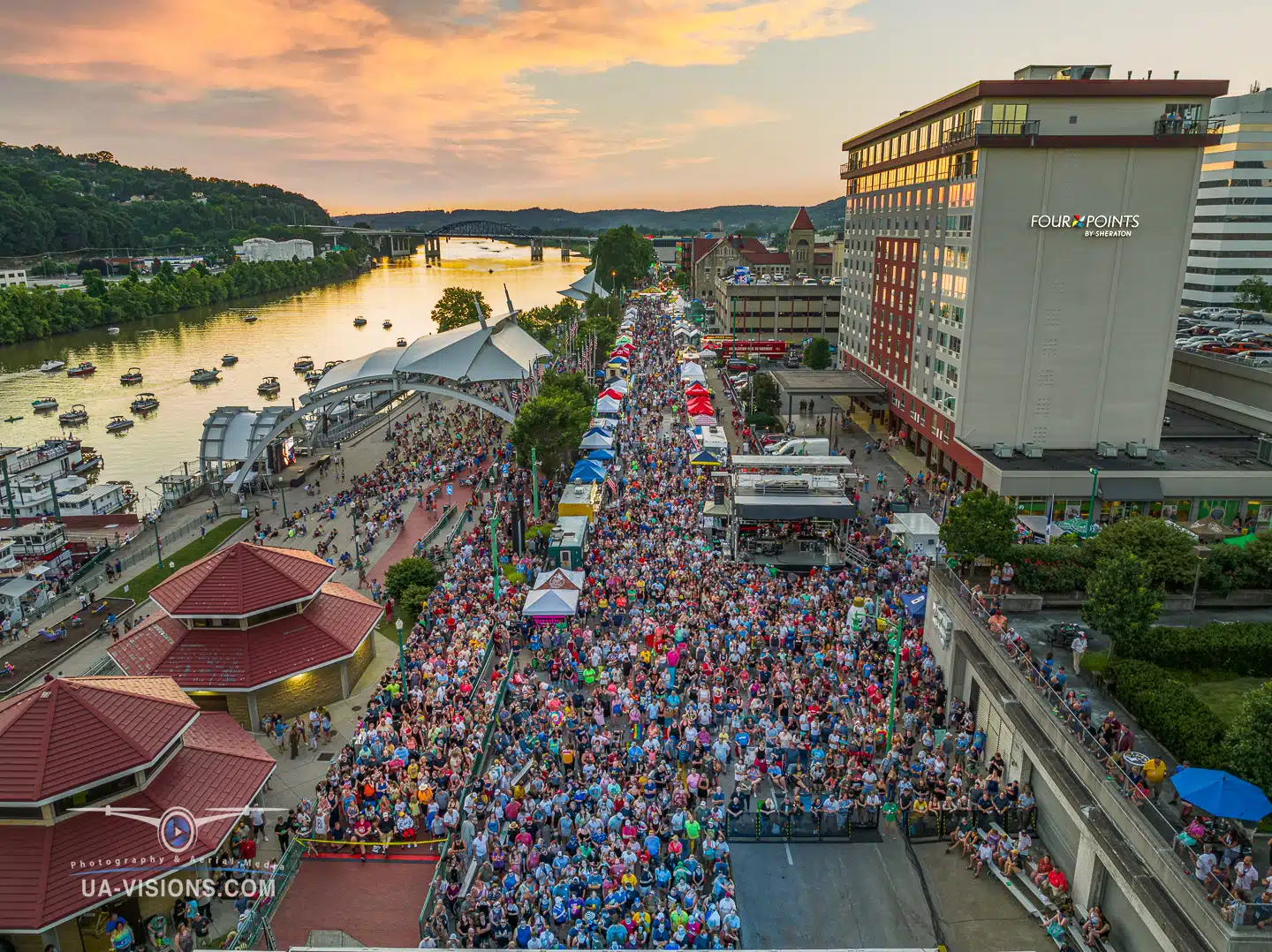 The first evening of the 2022 Charleston Sternwheel Regatta at the start of the first concert.