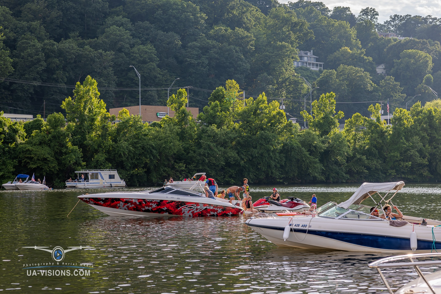 Activity on the Kanawha River at the 2024 Charleston Sternwheel Regatta taken by the UA-Visions Team